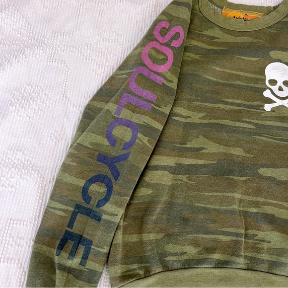Aviator Nation X Soul Cycle Crewneck Sweatshirt Camo Green - Picture 2 of 6